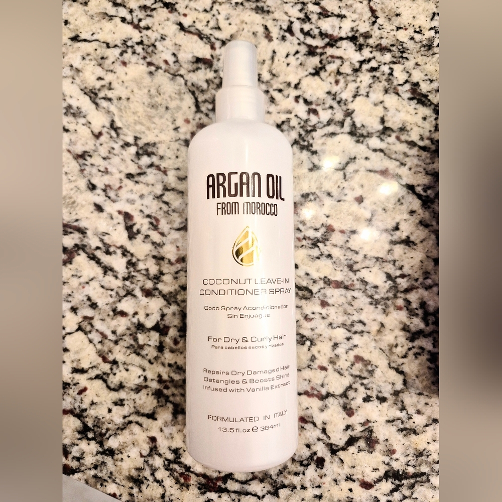 Argan Oil Coconut Leave-In Conditioner Spray. New Large Sz 13.5 oz Italy